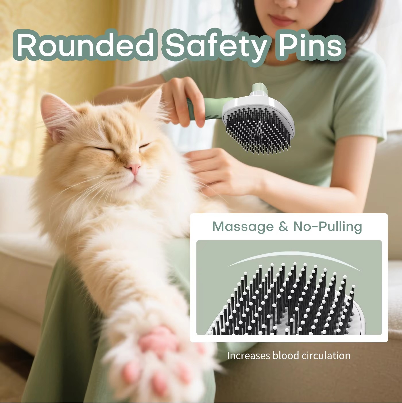 Pet Hair Remover Fur Grooming Nylon Pins/Bristles Comb Dog and Cat Brush