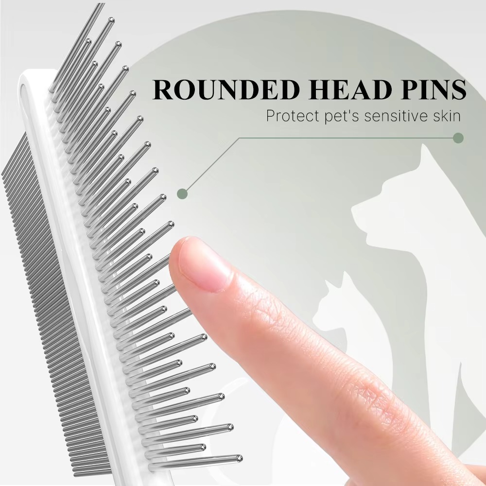 New Stainless Steel Pet Hair Grooming Long & Short Teeth Flea Finishing Comb for Dogs and Cats