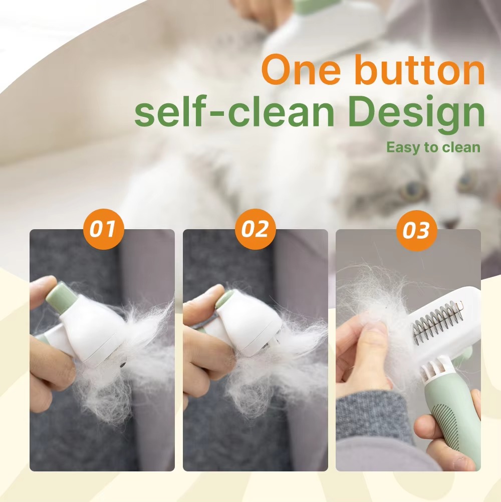 New Self Cleaning Pet Hair Grooming Dematting Comb Undercoat One Button Clean Dog and Cat Brush