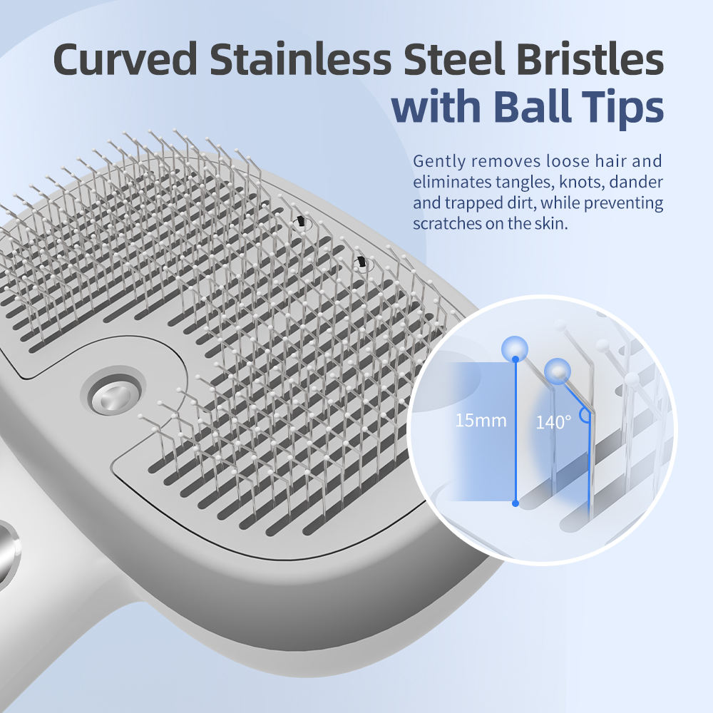 3-in-1 Slef Cleaning Ionic Anti-Static Spray Pet Hair Grooming Slicker Brush for Dog and Cat