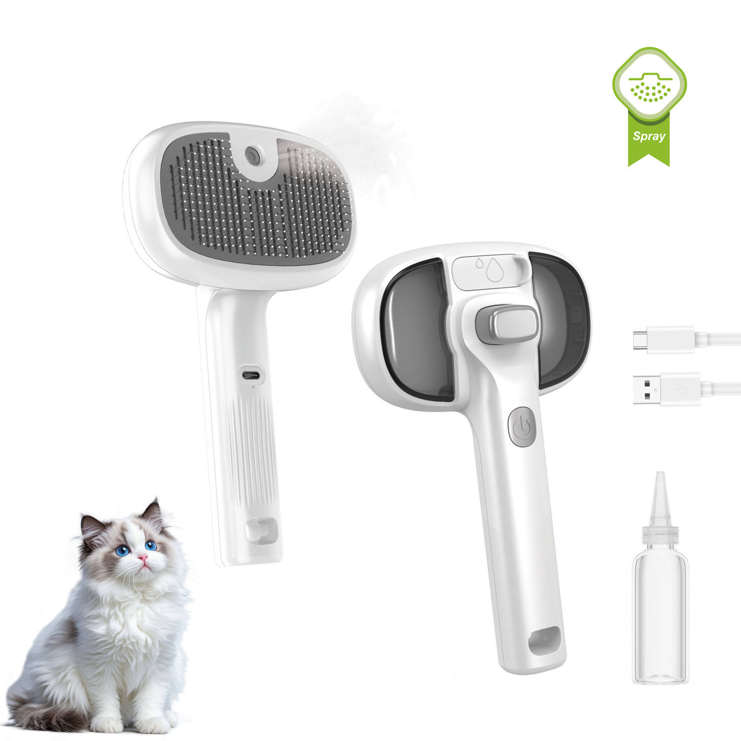 New Self Cleaning Steam Water Spray Pet Remove Shedding Hair Grooming Slicker Brush for Dog and Cat