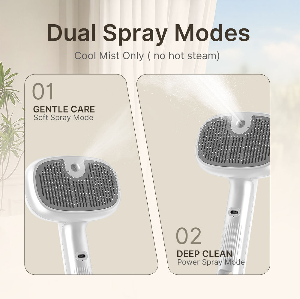 New Self Cleaning Steam Water Spray Pet Remove Shedding Hair Grooming Slicker Brush for Dog and Cat